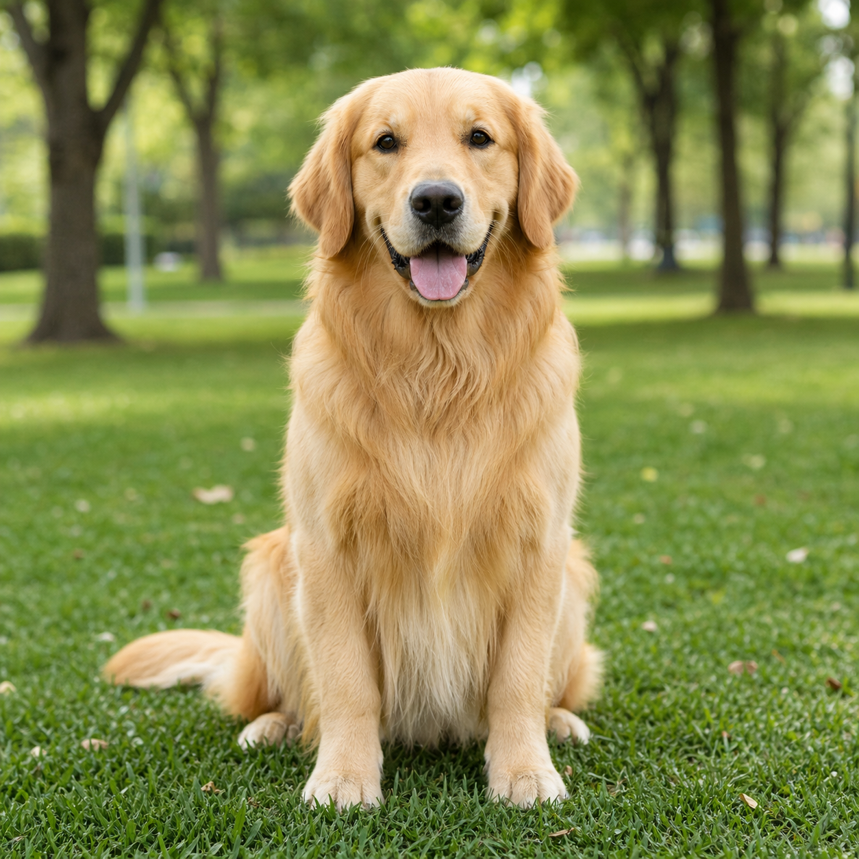 Before photo of a golden retriever