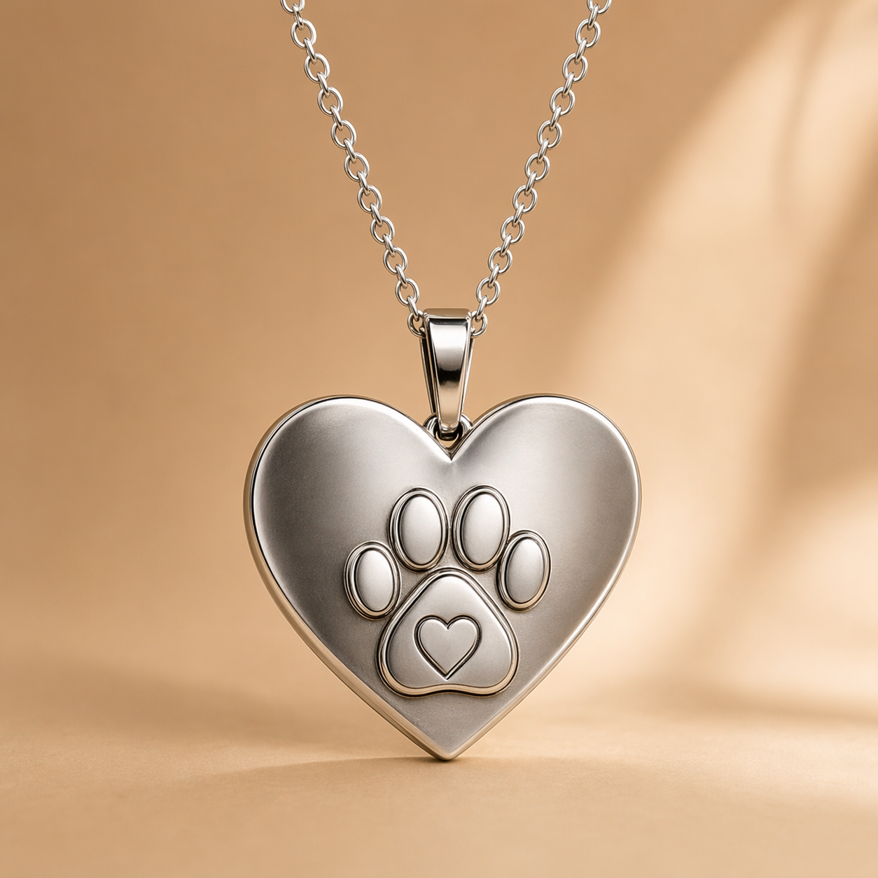 Paw print heart necklace