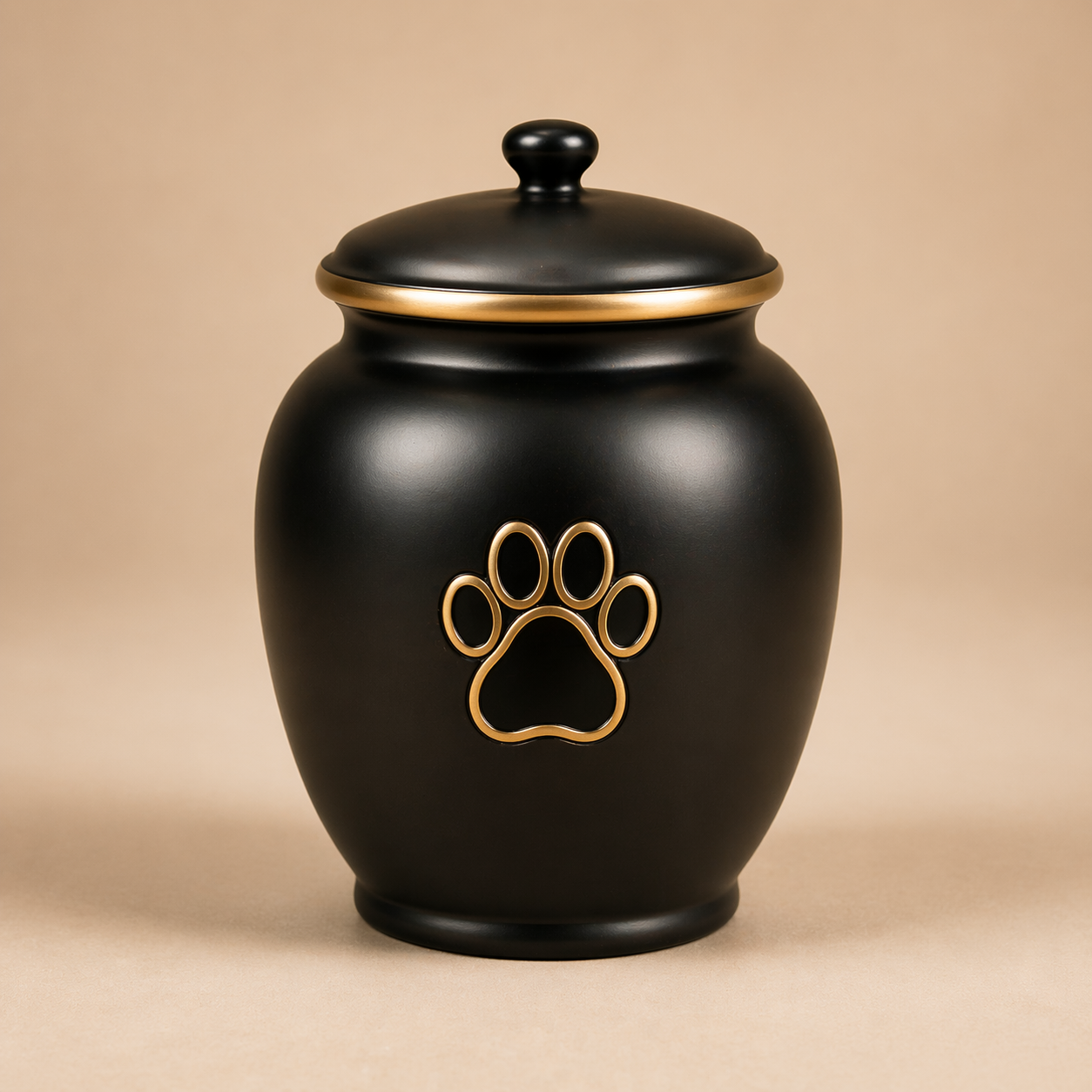 Black pet memorial urn